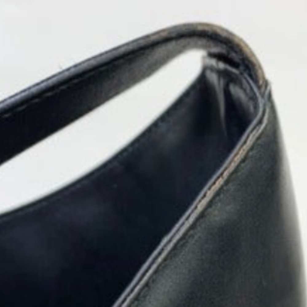 🥳HP🥳Gucci Authentic Gucci Vintage Black Leather Tote Gold Zipper Shoulder Bag - Picture 12 of 13